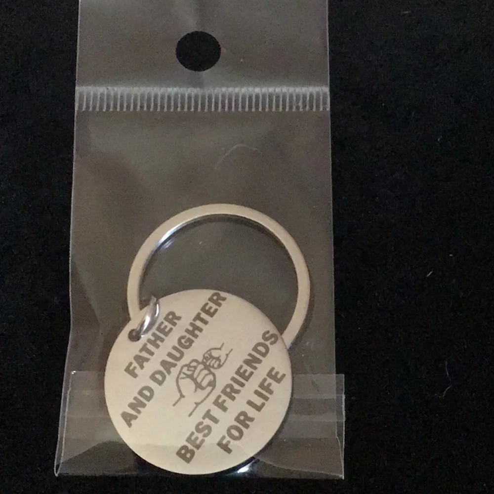 Father And Daughter Best Friends For Life Keychain New Stainless Steel